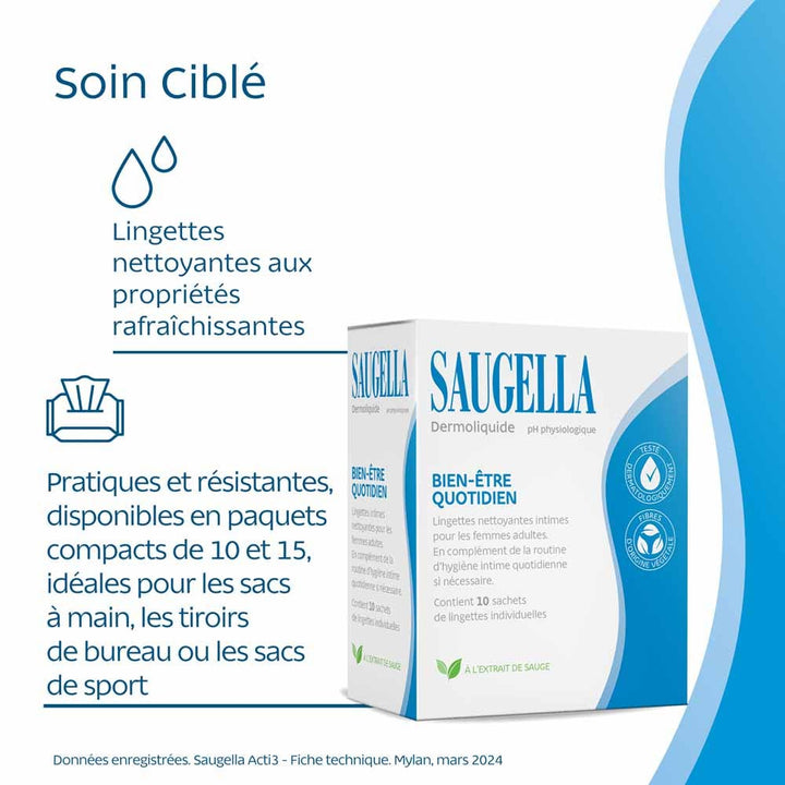 Saugella Dermoliquids Cleansing Wipes x10
