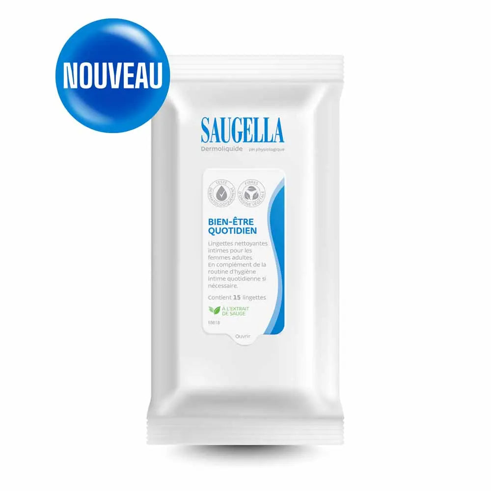 Saugella Dermoliquides Pack de lingettes humides intimes de 15 x15