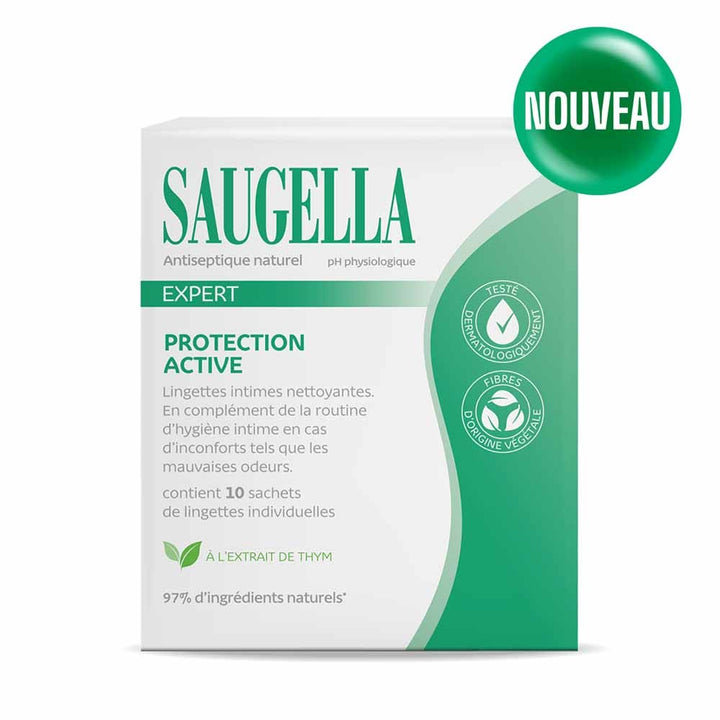 Saugella Antiseptic Intimate Hygiene Cleansing Wipes Natural x10