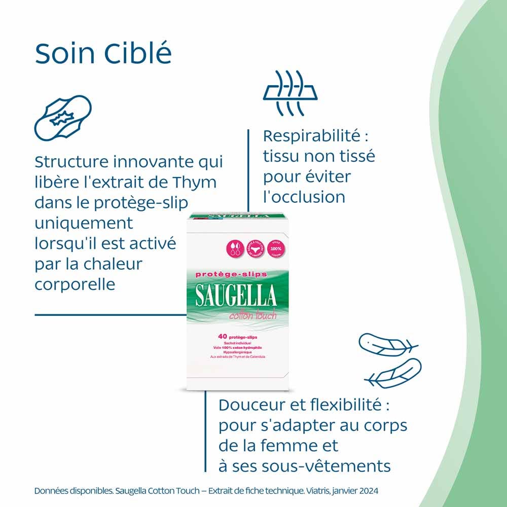Saugella CottonTouch Cotton Touch Panty Liners X40 Hypoallergénique x40