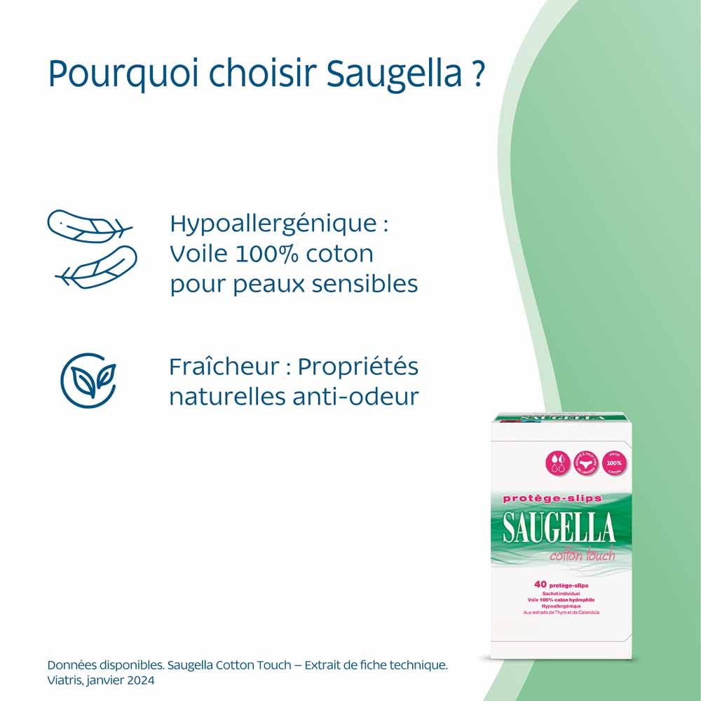 Saugella CottonTouch Cotton Touch Panty Liners X40 Hypoallergénique x40