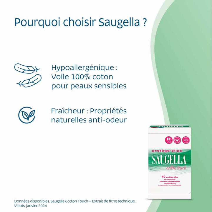 Saugella CottonTouch Cotton Touch Panty Liners X40 Hypoallergénique x40