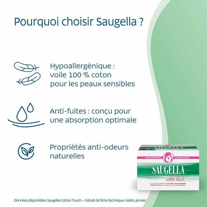 Saugella CottonTouch Maternity pads hypoallergenic 10 units