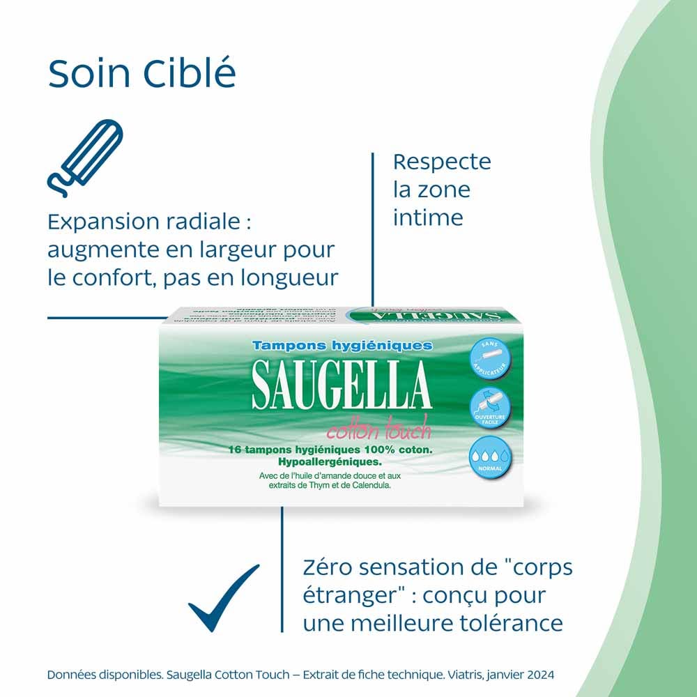 Saugella CottonTouch Normal flow tampons hypoallergenic 2 x 16 units