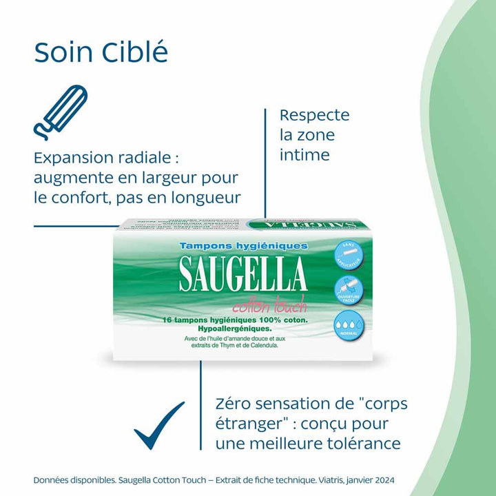 Saugella CottonTouch Normal flow tampons hypoallergenic 2 x 16 units