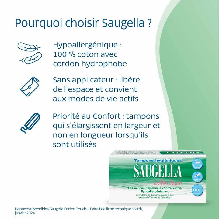 Saugella CottonTouch Normal flow tampons hypoallergenic 2 x 16 units