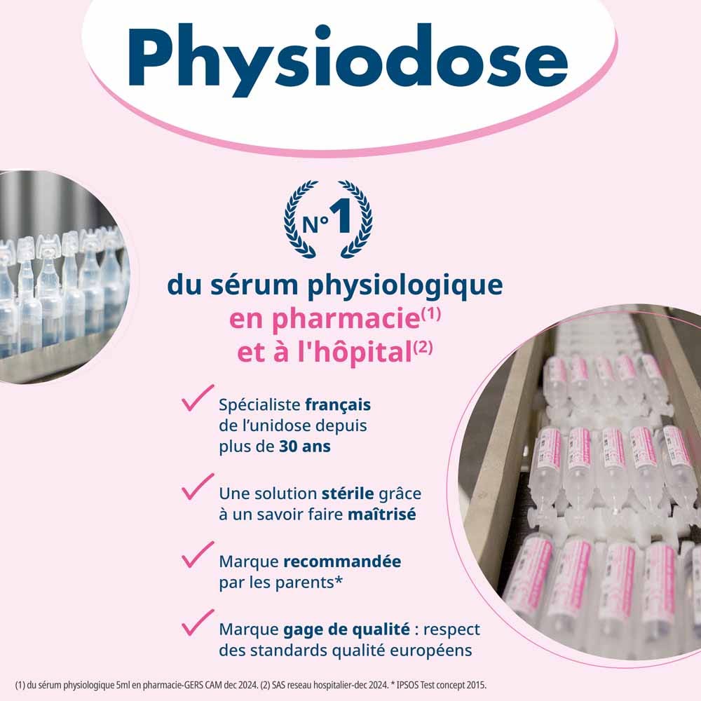 Gilbert Physiodose Serum physiologique sterile Plastique Végétal 40 doses x 5ml (0.17fl oz)