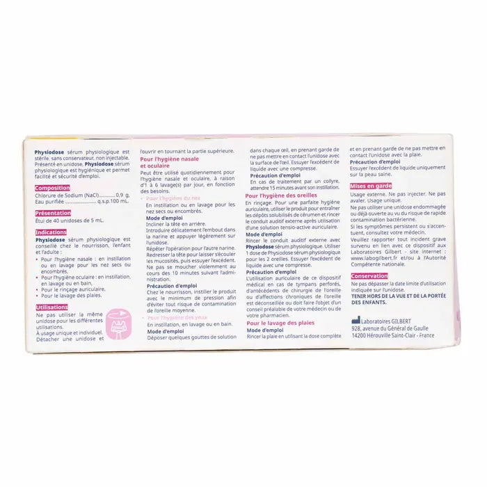 Gilbert Sterile Single-Dose Physiological Serum 5ml x40 (0.16fl oz x40)