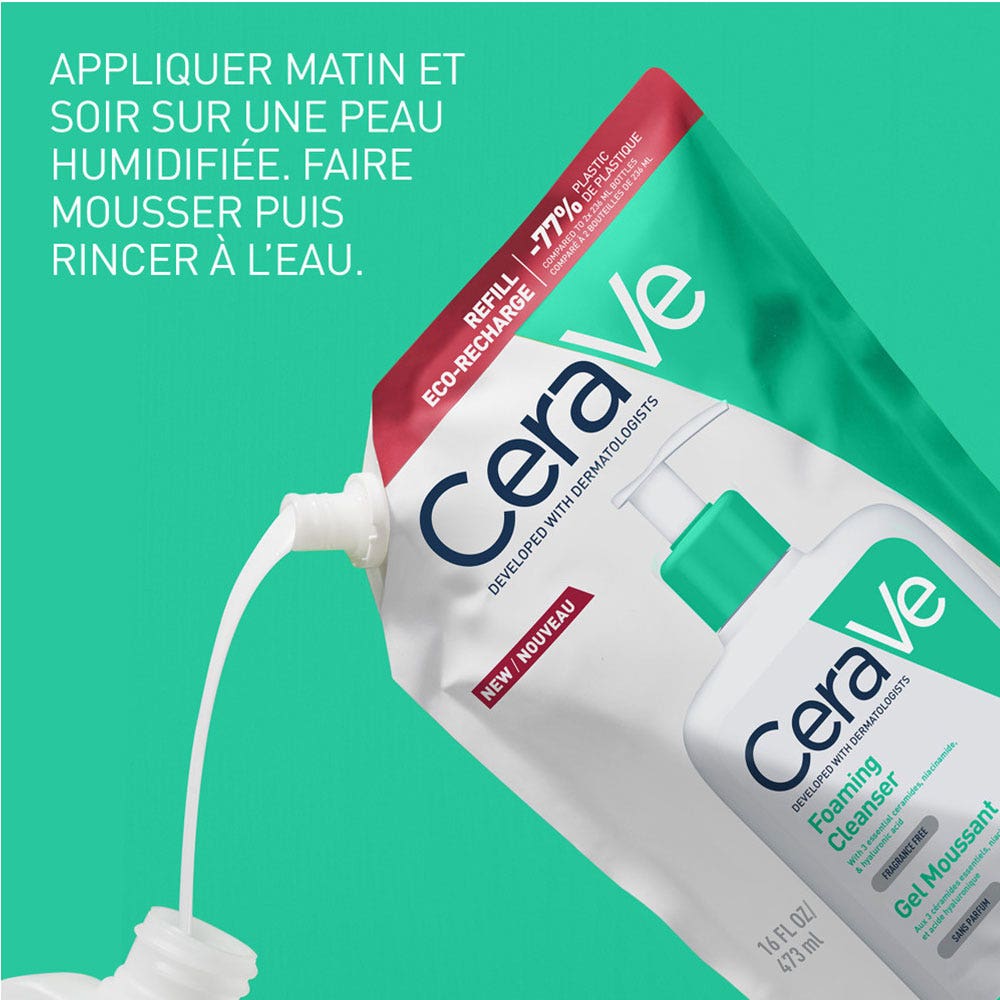 Cerave Face Cleanser Foaming facial cleanser with eco refill for normal to oily skin 2 x 473ml (15.99fl oz)
