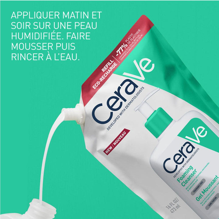 Cerave Face Cleanser Foaming facial cleanser with eco refill for normal to oily skin 2 x 473ml (15.99fl oz)