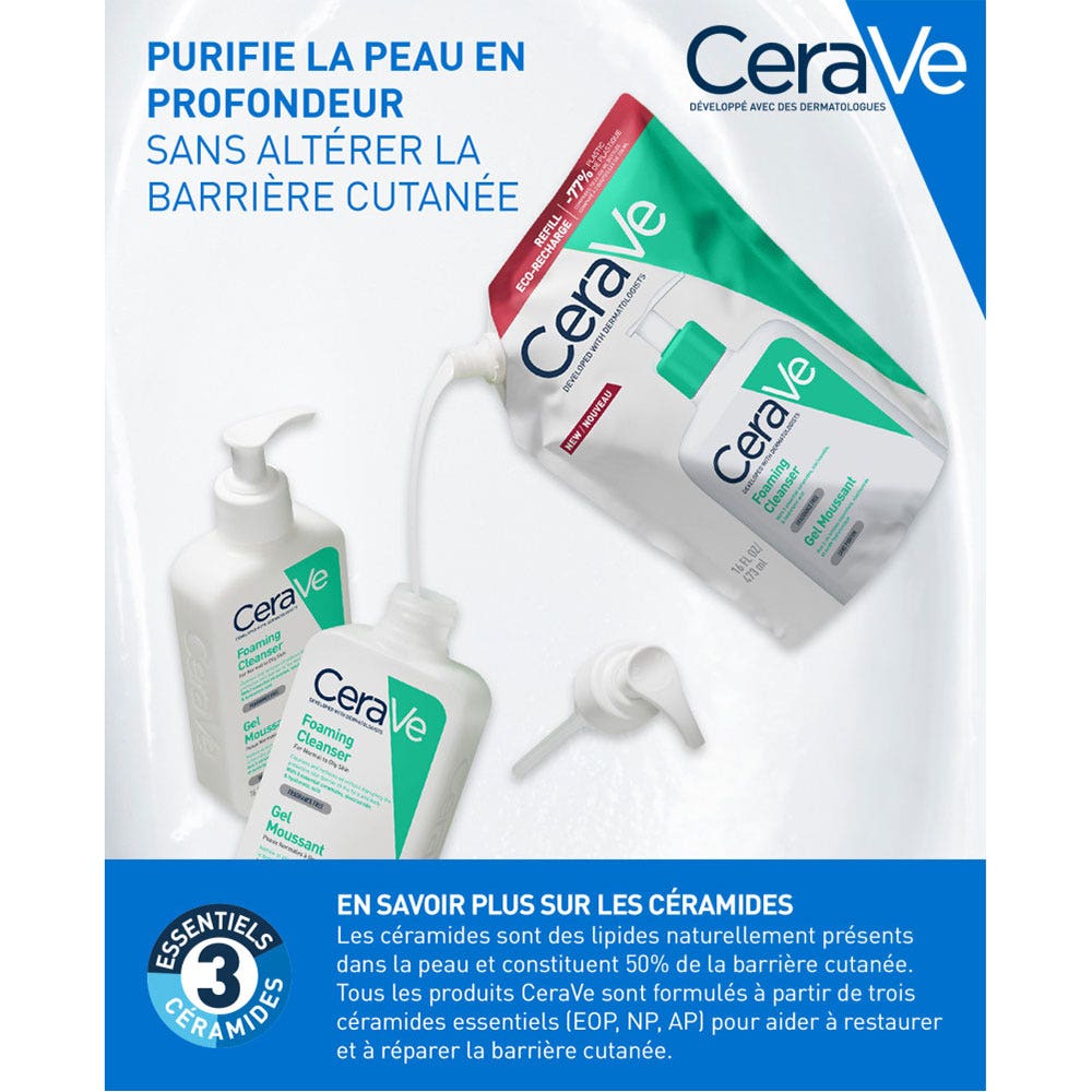 Cerave Face Cleanser Foaming facial cleanser with eco refill for normal to oily skin 2 x 473ml (15.99fl oz)