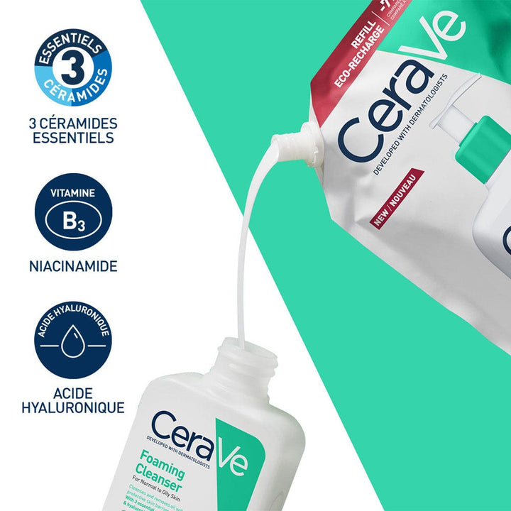 Cerave Face Cleanser Foaming facial cleanser with eco refill for normal to oily skin 2 x 473ml (15.99fl oz)