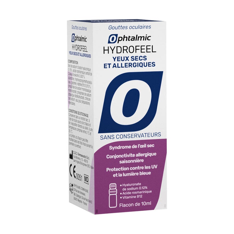 Ophthalmic Hydrofeel Dry and Allergic Eyes Eye Drops 10ml (0.34fl oz)