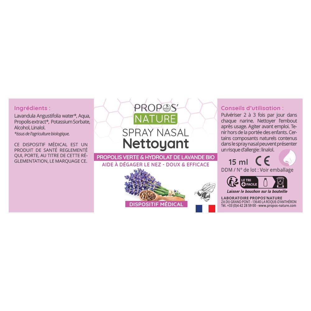 Propos'Nature Green Propolis and Lavender Hydrosol Spray Nasal Spray Bioes 15ml (0.51fl oz)