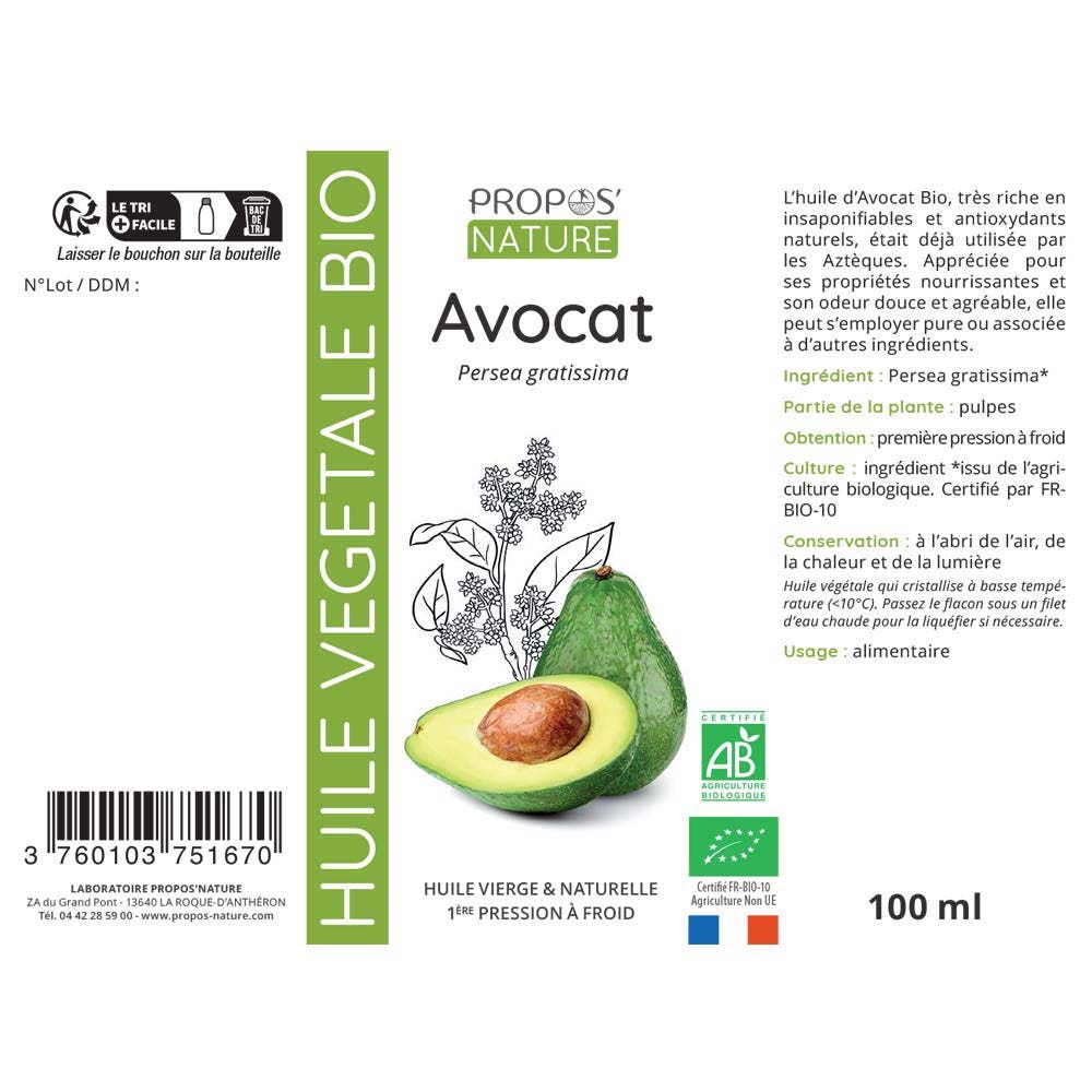 Propos'Nature Bioes Vegetable Avocado Oil 100ml (3.38fl oz)
