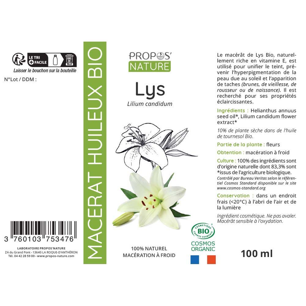 Propos'Nature Organic Lily Oil Macerate 100ml (3.38 fl oz)