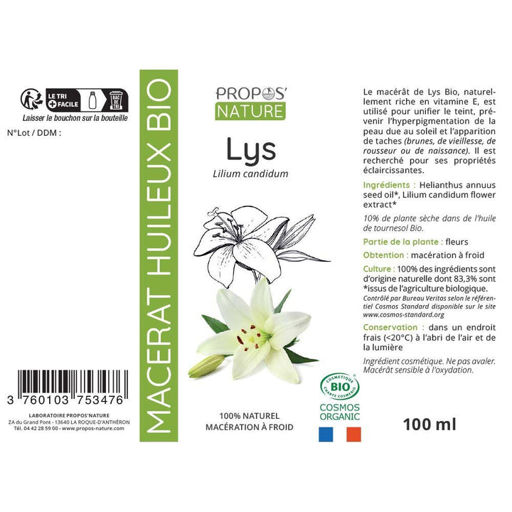 Propos'Nature Organic Lily Oil Macerate 100ml (3.38 fl oz)