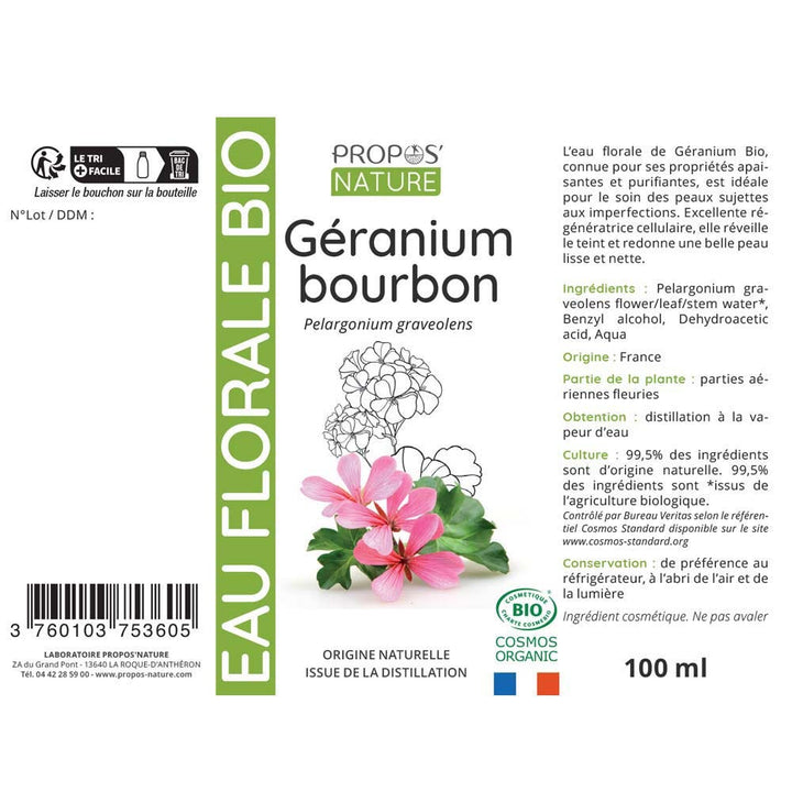 Propos'Nature Propos'nature Organic Geranium Bourbon Hydrolate 100ml (3.38fl oz)
