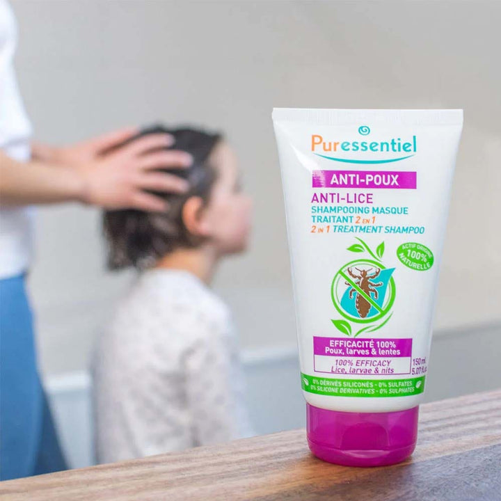 Puressentiel Anti-Lice 2 In 1 Treatment Shampoo Mask Anti-lice + Comb 2x150ml (5.07fl oz)