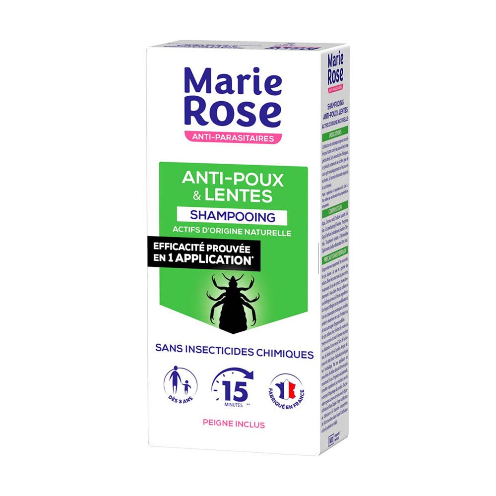 Marie Rose Lice And Nits Repellent Shampoo With Natural Active Ingredients + Comb Dès 3 Ans Peigne Inclus 125ml (4.23fl oz)