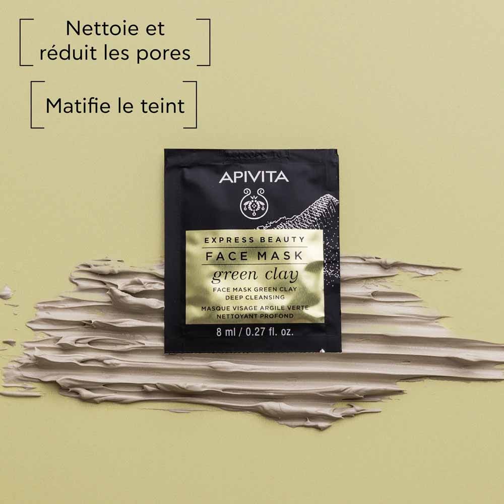 Apivita Green Clay Deep Cleansing Face Masks 8ml x2 (0.27fl oz x2)