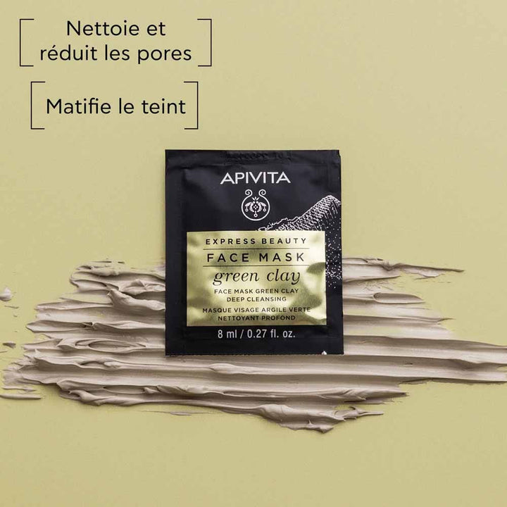 Apivita Green Clay Deep Cleansing Face Masks 8ml x2 (0.27fl oz x2)
