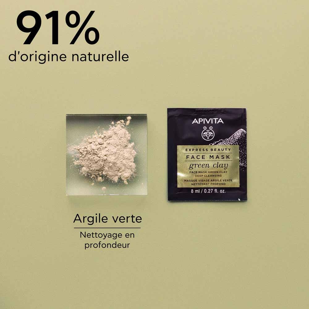 Apivita Green Clay Deep Cleansing Face Masks 8ml x2 (0.27fl oz x2)