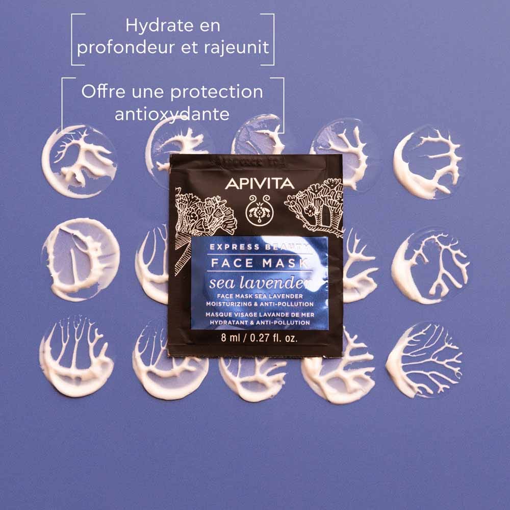 Apivita Express Beauty Hydrating & Anti-Pollution Face Masks with Sea Lavender 8ml x2 (0.27fl oz x2)