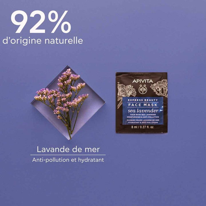 Apivita Express Beauty Hydrating & Anti-Pollution Face Masks with Sea Lavender 8ml x2 (0.27fl oz x2)