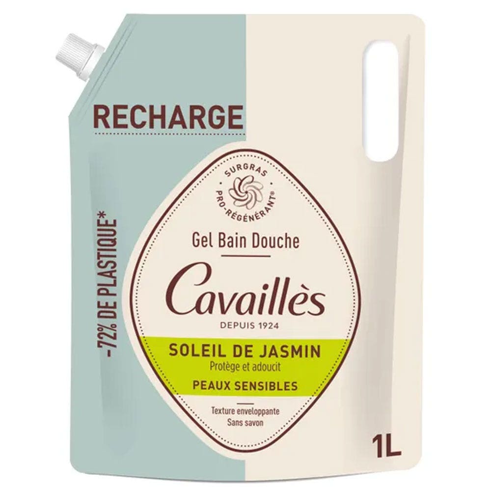 Cavaillès Surgras Pro-Regenerating Eco-Recharge Gel Bain Douche Soleil de Jasmin 1L