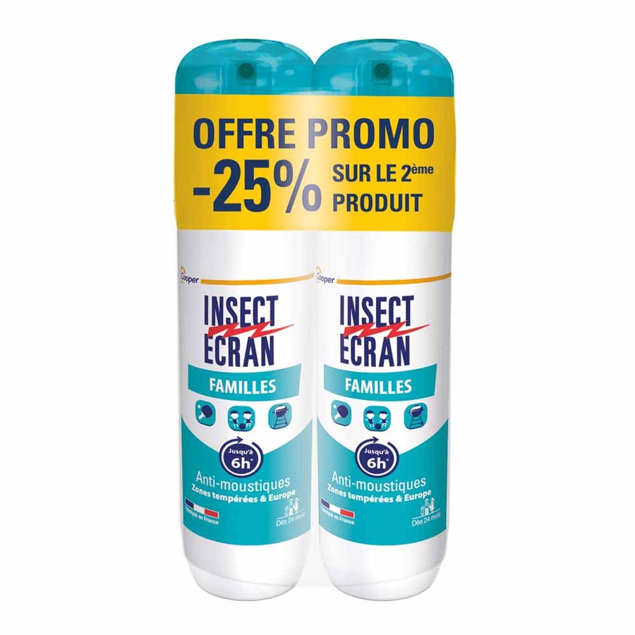 Insect Ecran Skin Mosquito Repellents Families Up to 6h 2x100ml (3.38fl oz)