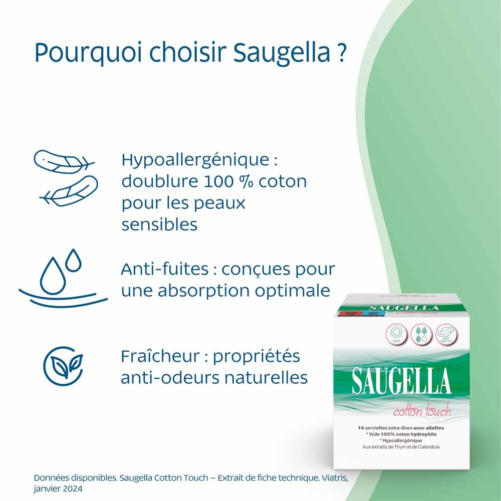 Saugella CottonTouch Cotton Touch Sanitary Towels 14towels x14