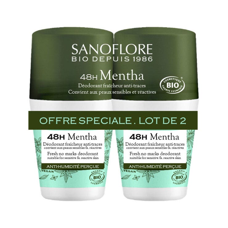 Sanoflore Deodorants 48h Mentha Roll-on DUO for women and men 2x50ml (1.69fl oz)