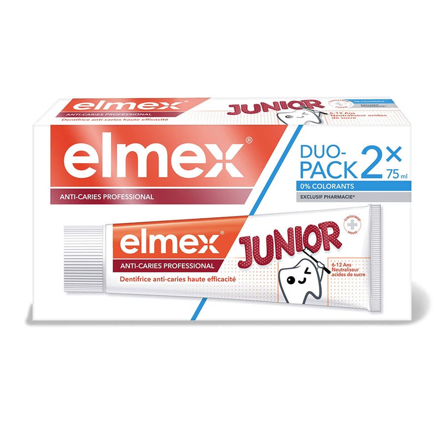 Elmex Duo Junior Toothpaste 6-12 years Anti-caries 2x75ml (2.54fl oz)