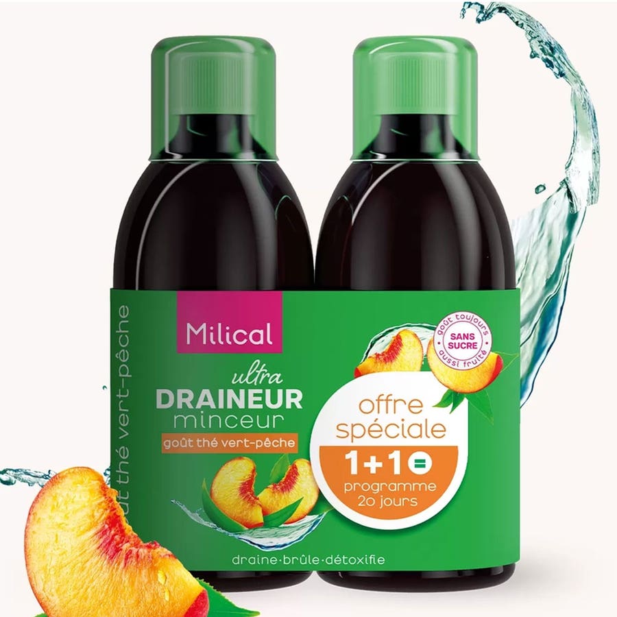 Milical Draineur Ultra green tea peach 500ml x2 (16.91fl oz x2)