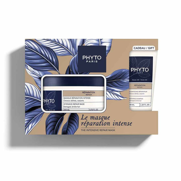 Phyto Reparer Coffret Masque Intense + Shampooing Réparateur Cheveux abîmés cassants