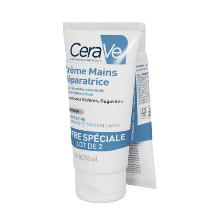 Cerave Body Crème Mains Réparatrices Mains Très Sèches Gercées Abimées very dry skin 2x50ml (1.69fl oz)