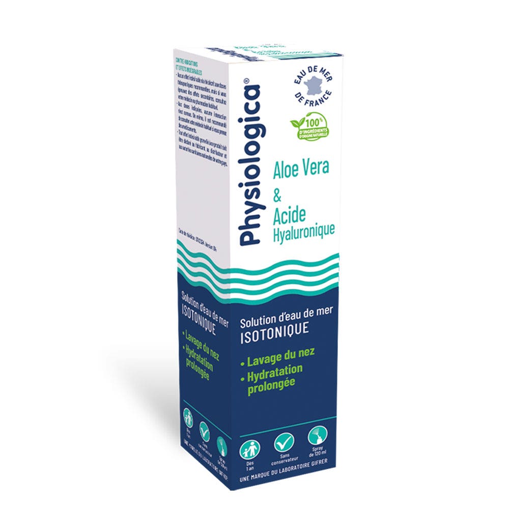 Gifrer Physiologica Aloe Vera & Hyaluronic Acid Isotonic Seawater Solution 120ml (4.06fl oz)