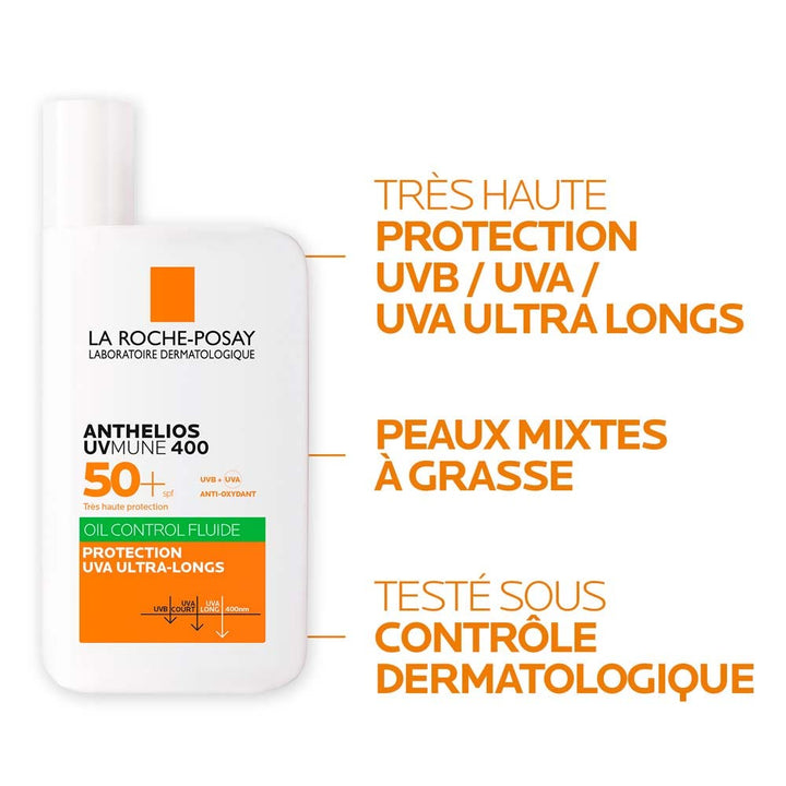La Roche-Posay Anthelios Uvmune 400 Fluide de commande d'huile SPF50 + 50 ml (1,7 fl oz)