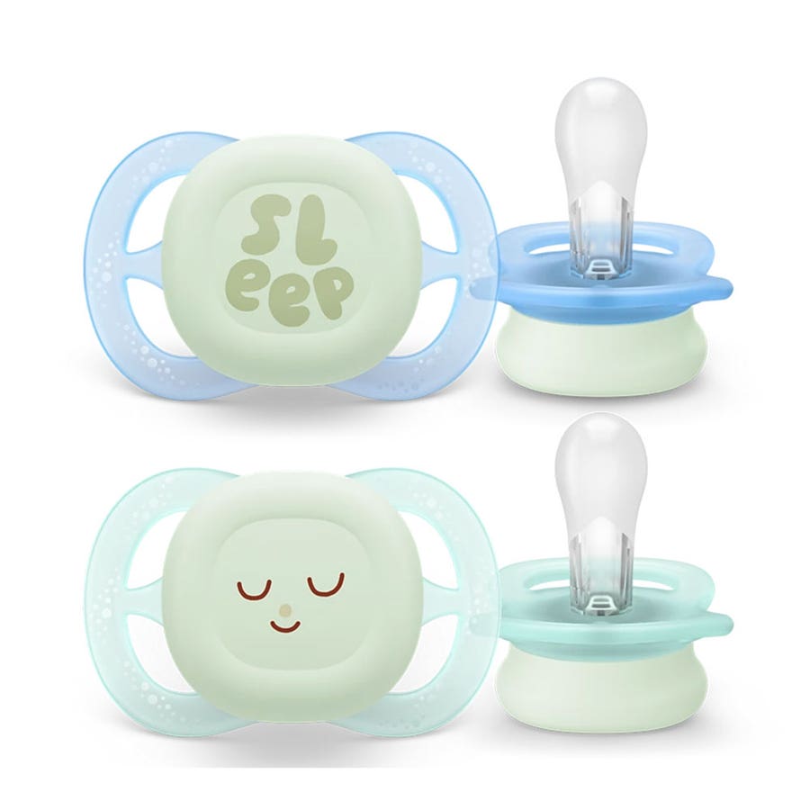 Avent Ultra Start Symmetrical silicone soothers Night 0 to 2 months x2