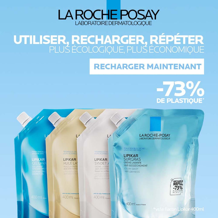 La Roche-Posay Lipikar Relipid+ Cleansing Cream and Refill Dry Skin or Skin with a Tendency to Atopic Eczema 2x400ml (13.53fl oz)