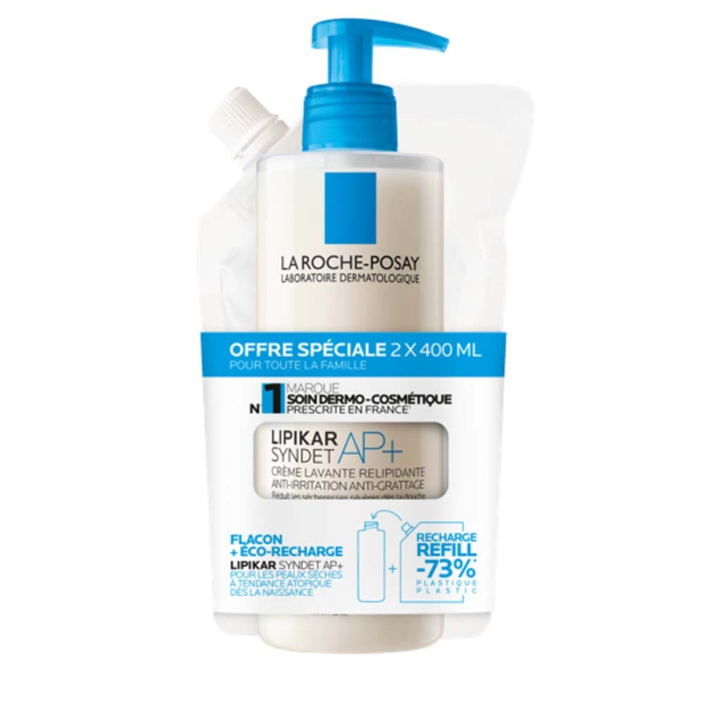 La Roche-Posay Lipikar Relipid+ Cleansing Cream and Refill Dry Skin or Skin with a Tendency to Atopic Eczema 2x400ml (13.53fl oz)