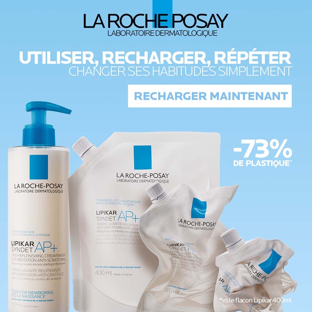 La Roche-Posay Lipikar Relipid+ Cleansing Cream and Refill Dry Skin or Skin with a Tendency to Atopic Eczema 2x400ml (13.53fl oz)