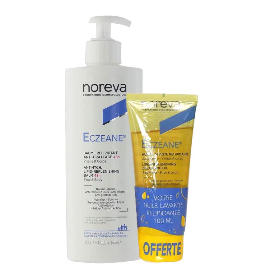 Noreva Eczeane Relipid Anti-Scratch Balm 400ml (13.53 fl oz) + Cleansing Oil 100ml
