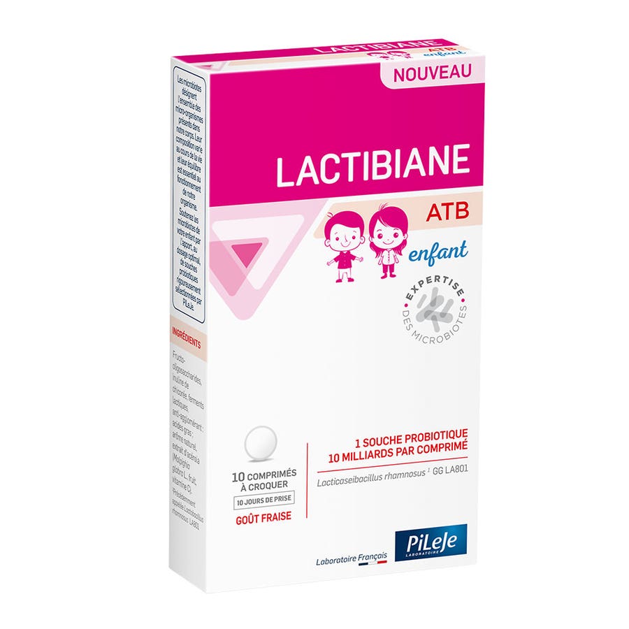 Pileje Lactibiane ATB Children Goût Fraise 10 chewable tablets