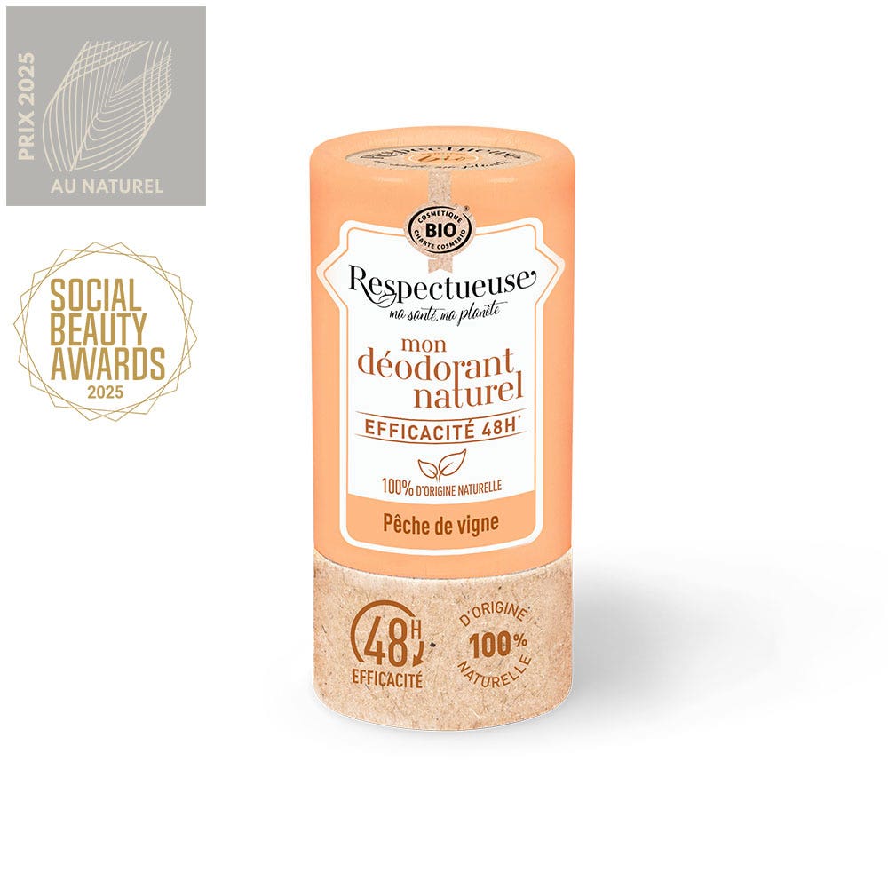 Respectueuse Natural 48-hour deodorant stick vine peach fragrance 50 g (1.76oz)