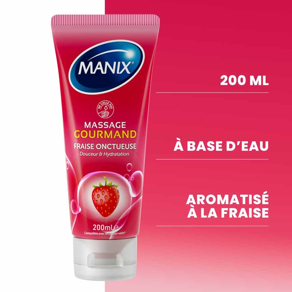 Manix Massage Gel Strawberry Flavour Gourmand 200ml (6.76fl oz)