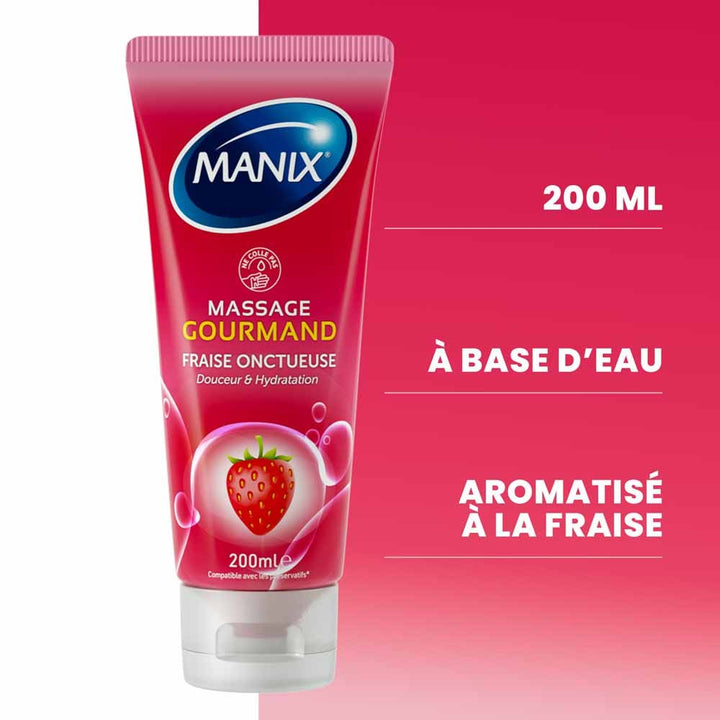 Manix Massage Gel Strawberry Flavour Gourmand 200ml (6.76fl oz)