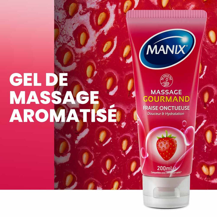 Manix Massage Gel Strawberry Flavour Gourmand 200ml (6.76fl oz)