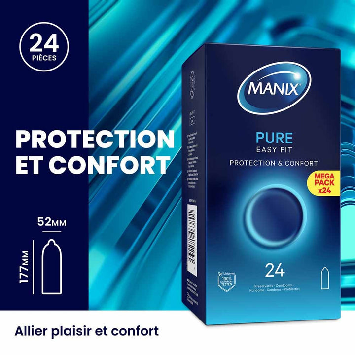Manix Pure Easy Fit Security And Comfort Easy Fit Condoms x24